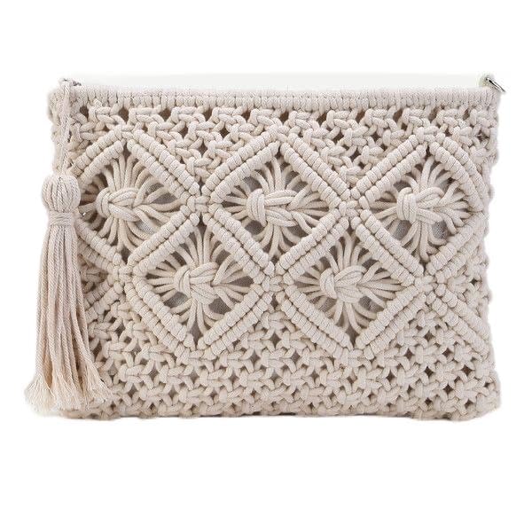 White Macrame Sling Bag For Women - Leechoo